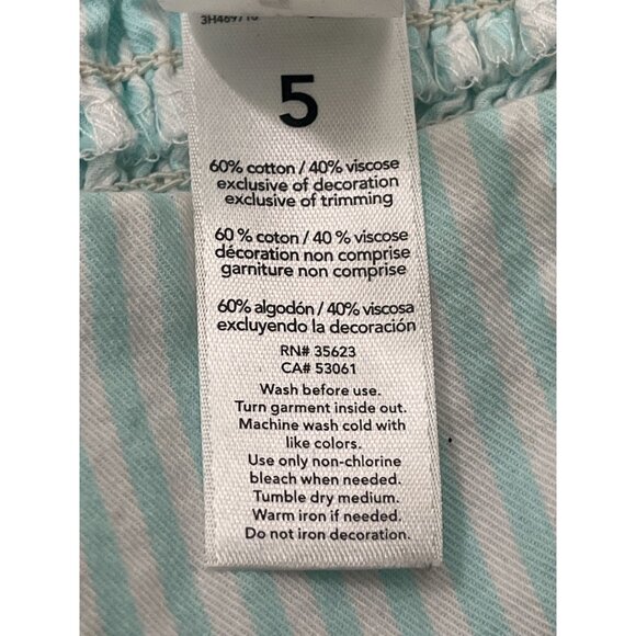 Carter’s Girls Blue White Striped Ruffle Strap Sleeveless Jumpsuit Size 5 - Picture 4 of 7